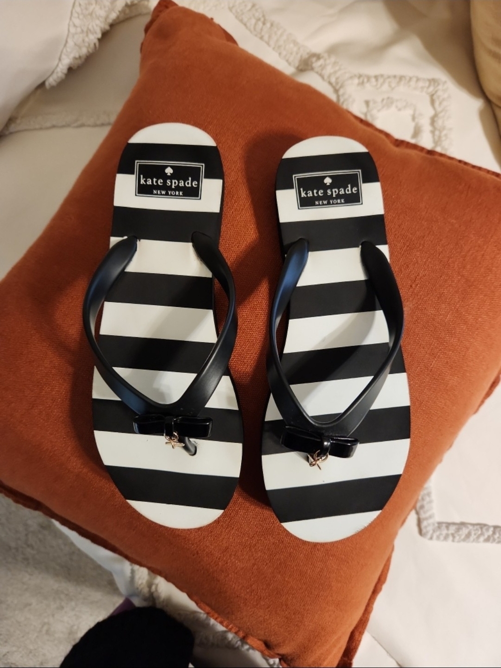 Kate Spade Black & White Flip Flops